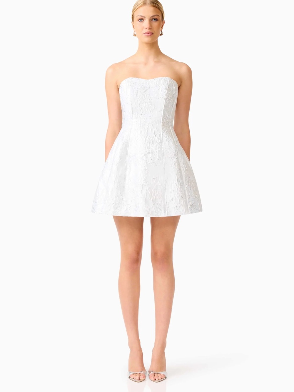 ELLIATT Floralie Strapless Mini Dress in Silver - S / Silver